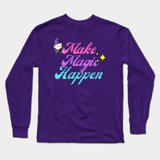 Make Magic Happen Kitty Wizard Long Sleeve T-Shirt